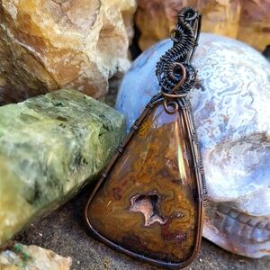 Handcrafted Designer Cabcohon Crazy Lace Agate Pendant